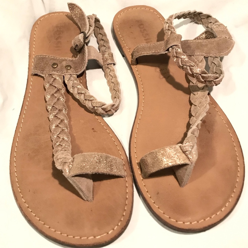 Fossil - Shimmering Tan & Gold Toe Sandals